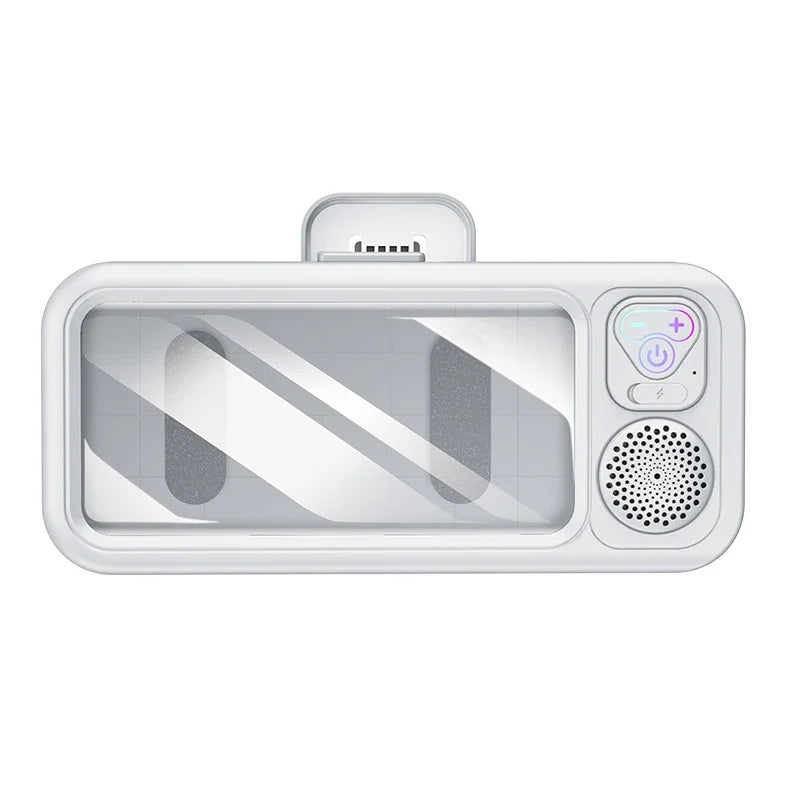 Shower Phone Holder with Bluetooth Speaker IPX4 Waterproof Anti-Fog Touch Screen Wall Mount Phone Holder for Shower Bathroom
