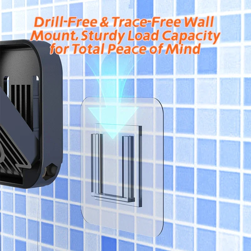 Shower Phone Holder with Bluetooth Speaker IPX4 Waterproof Anti-Fog Touch Screen Wall Mount Phone Holder for Shower Bathroom